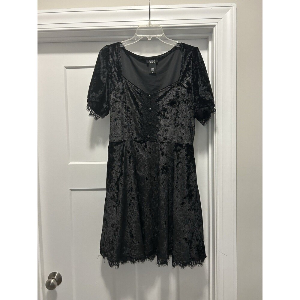 Cosmic Aura Hot Topic Velvet Lace Accents Mini Dress Size Xl Goth Halloween